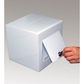 Urne de vote blanche, opaque, porte verrouillable à clé Urne de vote blanche, opaque, porte verrouillable à clé
