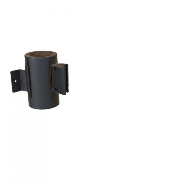 BASIC wall retractable belt dispenser black housing with belt retracted side view