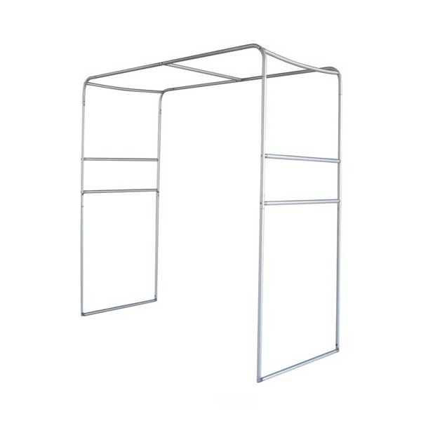 Aluminium arch structure for custom display: quick assembly and minimal footprint