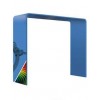 Square stand arch 2.4m blue with printed visual on upright side view