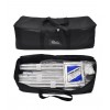 Vague textile stand transport bag closed and open with dismantled poles and plastic cover