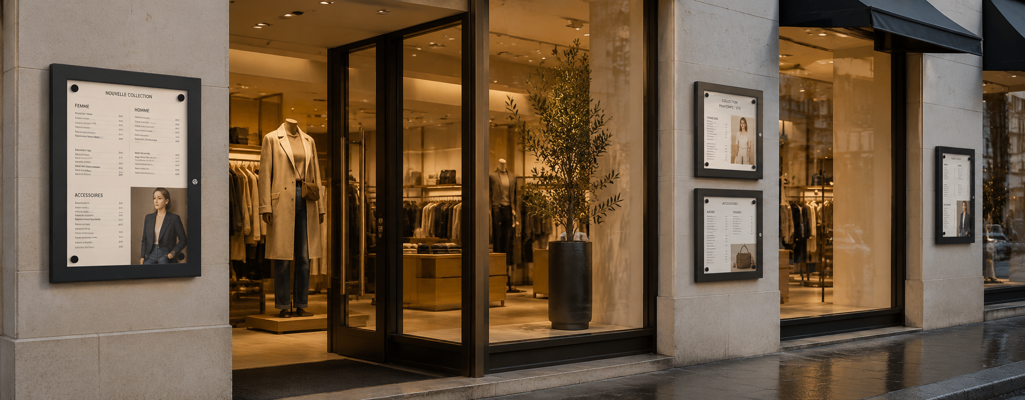 Cadres étanches pour vitrines de magasins et commerces