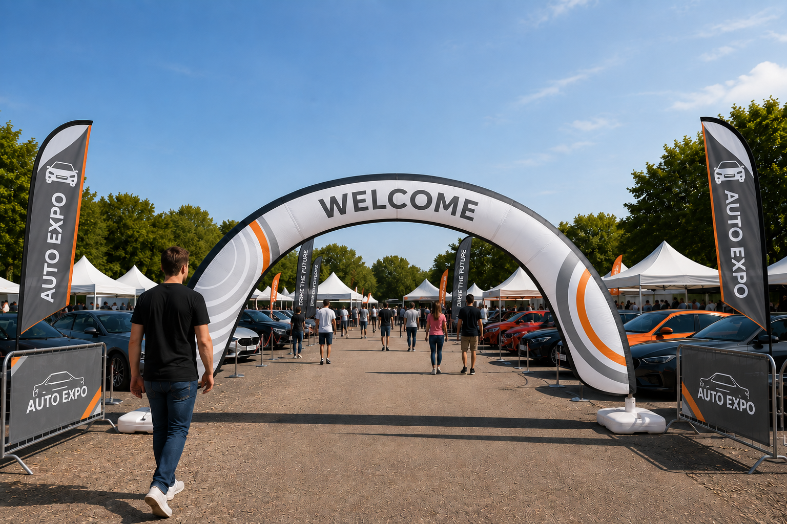 Arches pour signaler entrées d'événements ou zones thématiques