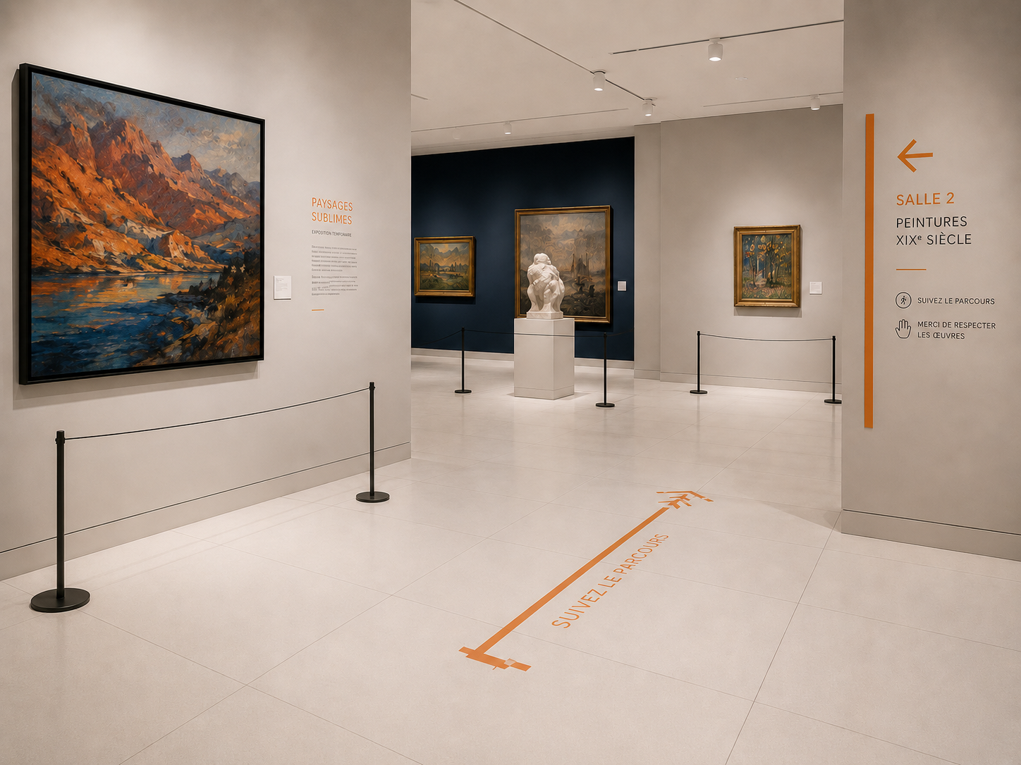 Schutz von Kunstwerken und Organisation musealer Besucherwege