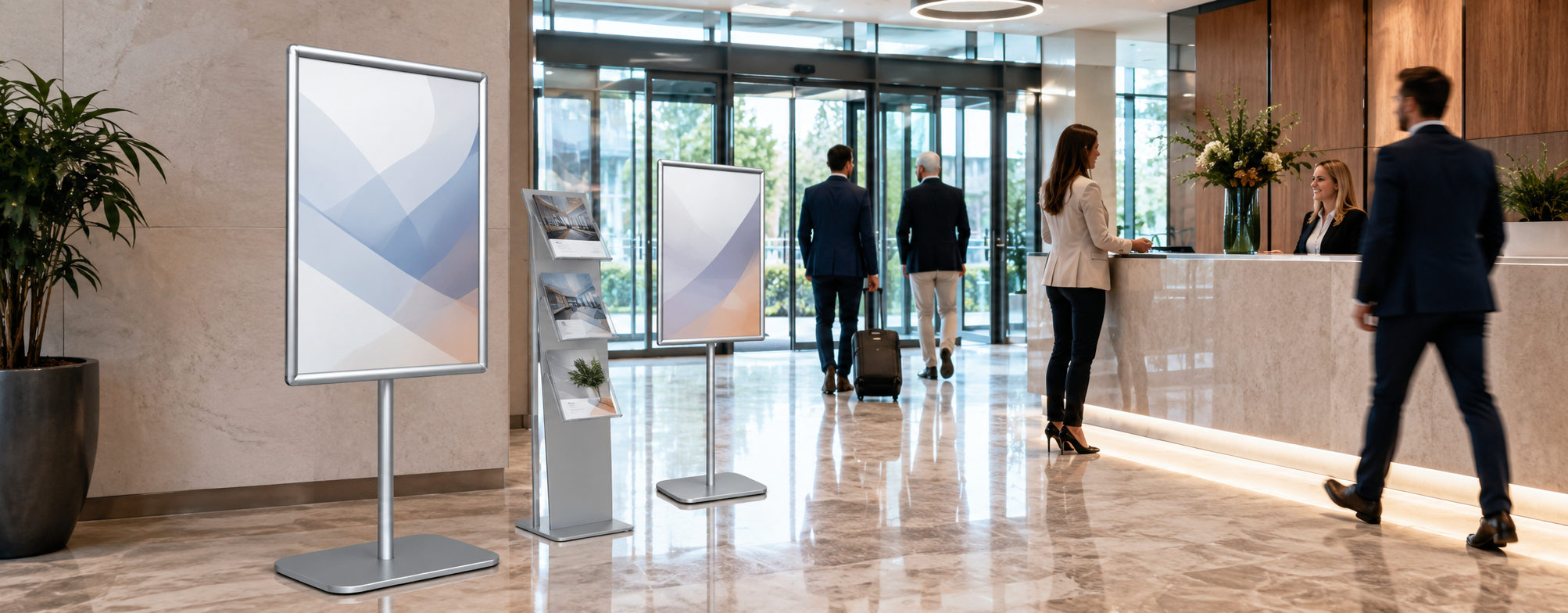 Porte-affiches pour accueils, salles d'attente et halls