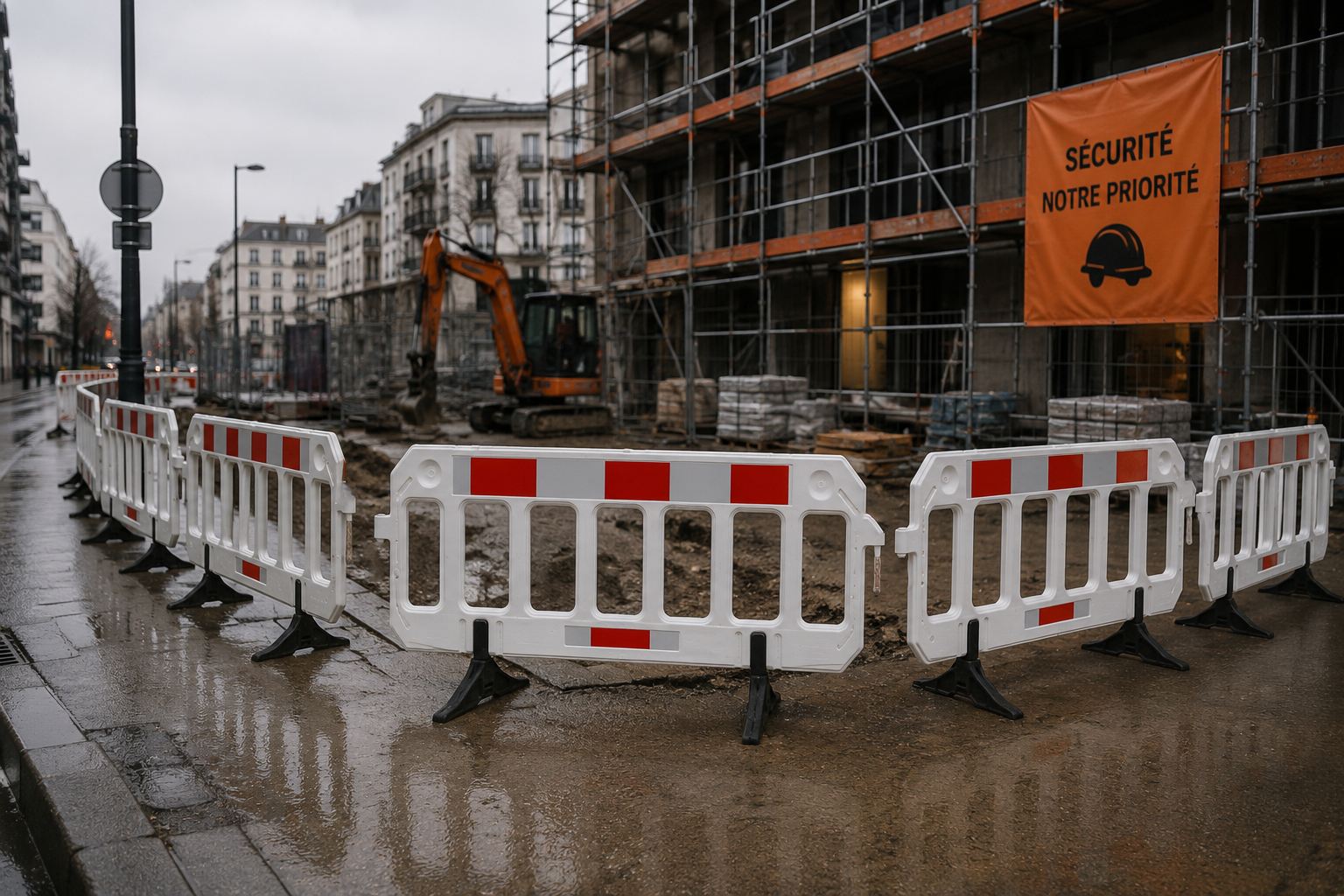 Barrières de délimitation et de protection pour chantiers