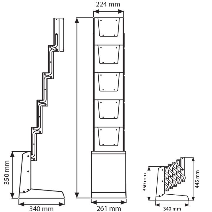 Dimensions du porte-brochures