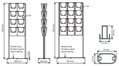 Dimensions des porte-brochures