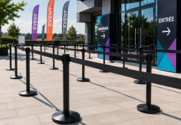 Poteaux à sangle extérieur : allier organisation et image professionnelle